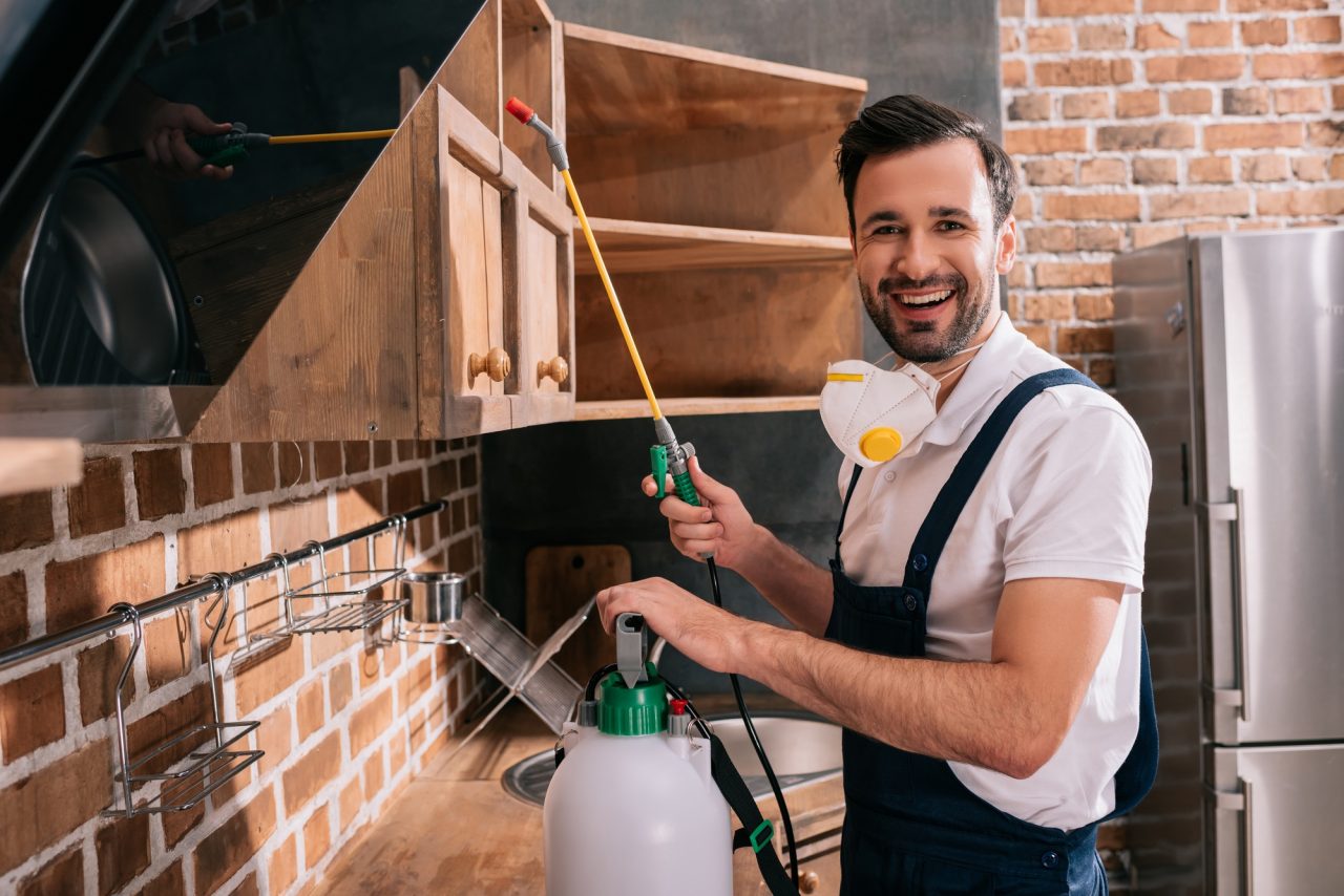 smiling-pest-control-worker-spraying-pesticides-on-shelves-in-kitchen.jpg